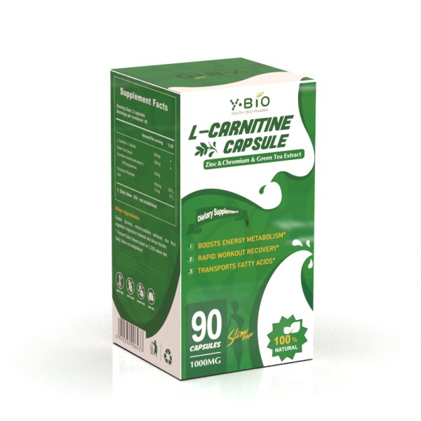 L-Carnitine Green Tea Capsules Advanced Weight Management Energy Supplement Zinc Chromium Nutritional Supplement Halal Vegan