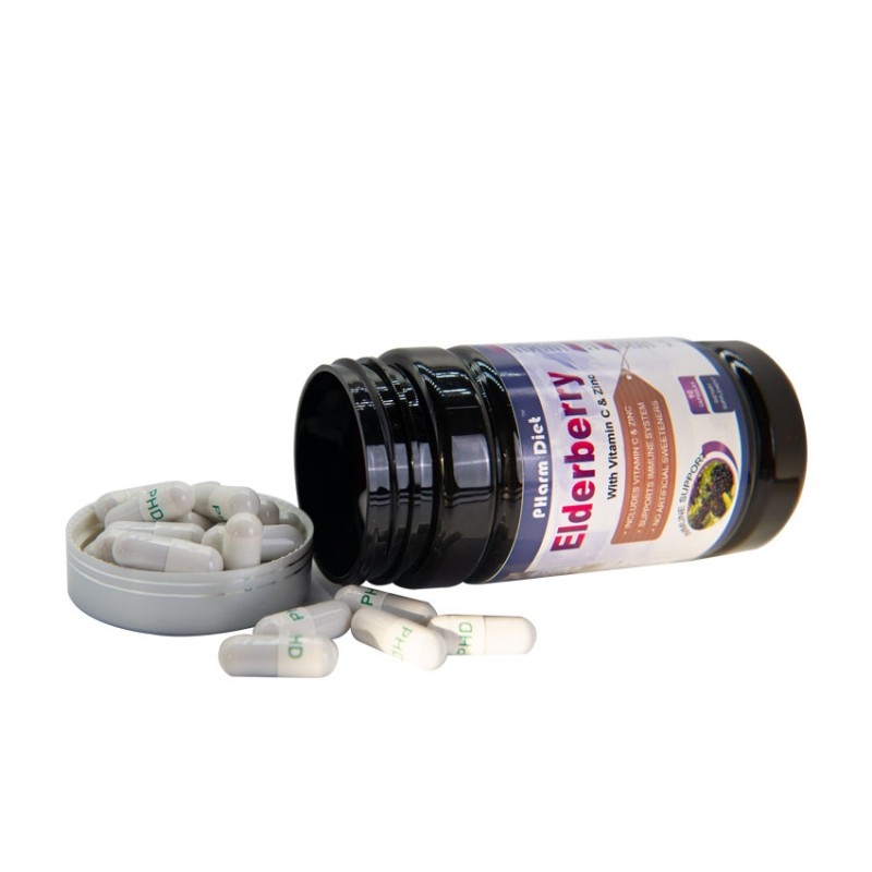 Youth Adult Vegan Elderberry Vitamin C Zinc Echinacea Herbal Supplement Capsules - Immune Support Antioxidant Properties 90 Capsules