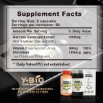 HALA Certified Youth Garcinia Cambogia Extract Capsules (1000mg HCA 60% Vitamin C Chromium) - Weight Loss Beauty Detox Effects