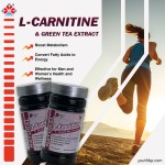 500mg * 90 Caps Green Tea L-Carnitine Capsules Natural Fat Burner Metabolism Booster Energy Supplement Adult Not for Pregnancy