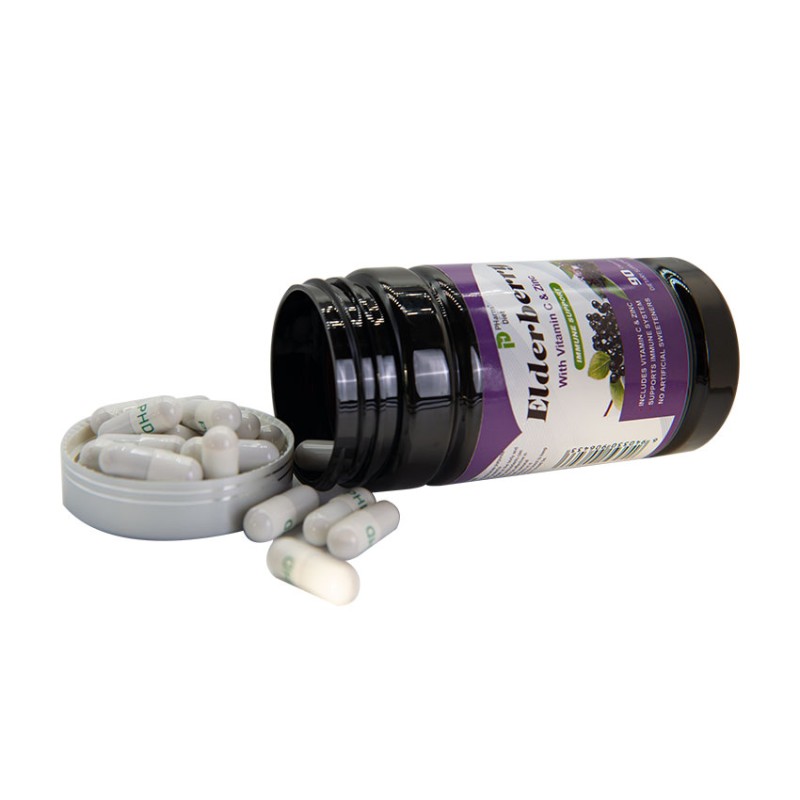 Elderberry Vitamin C Antioxidant Bulk Herbal Supplement Capsules Boost Adult Immunity