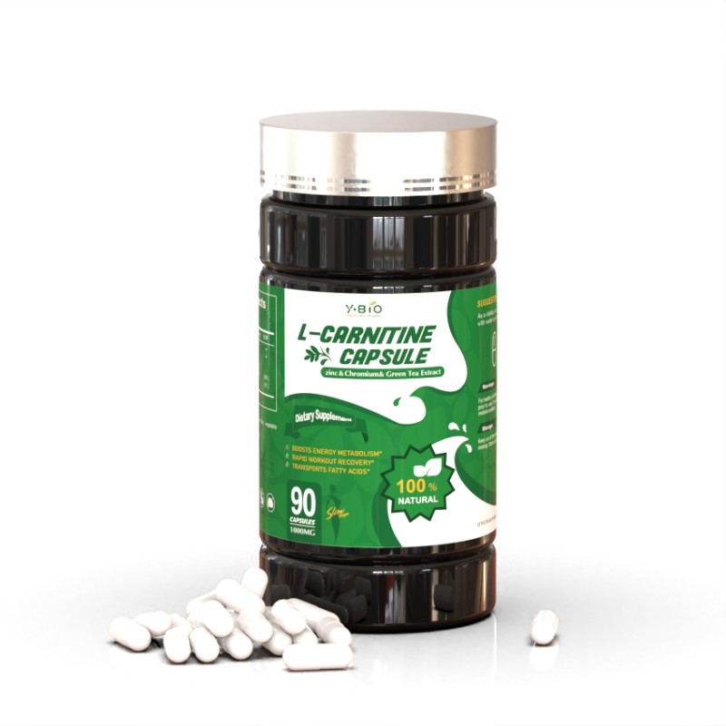 100% Natural Green Tea L-Carnitine Capsules Fat Transport Weight Control Energy Metabolism Support Vegan Halal