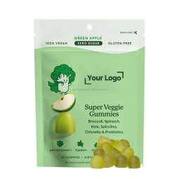 Private Label Green Apple Flavor Children's Super Vegetable Gummies Multivitamin Picky Eaters Probiotic Immune Support