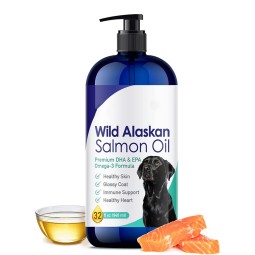 Pure Wild Alaskan Salmon Oil Dog Omega 3 Dog Fish Oil Liquid with EPA DHA Support Skin and Coat Health