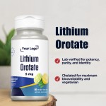 Instant Dissolve Lithium Orotate 5mg Chelated Lithium Supplement Healthy Mood Support Lemon Lime Flavor Tablets 90 Servings