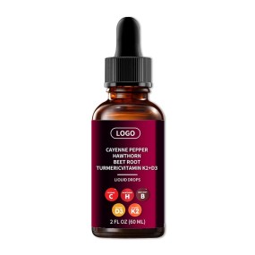 Private Label Organic Turmeric Hawthorn Cayenne Extract Vitamin D3 K2 Beetroot Oral Liquid Drops Adult 60ml
