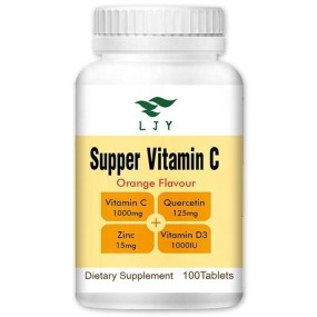 Immune Support Vitamin C 1000 mg Dietary Supplement 500 mg Zinc Vitamin D Quercetin Tablets Pill Dosage Form