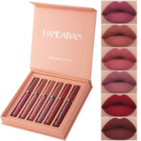 HANDAIYAN Matte Lipgloss Set 6 Colors Waterproof Wholesale Customized Private Label Vegan Cosmetics