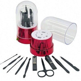 22-Piece In-Stock Stainless Steel Nail Tools Manicure Pedicure Set Green Case Includes Nail Clippers for Fingers Beauty