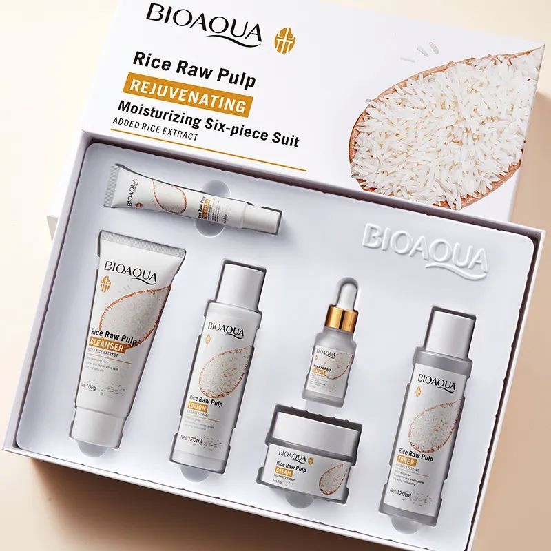 Discount Now BIOAQUA Organic Rice Essence Hydrating Face Brightening Whitening Private Label Skin Care Set