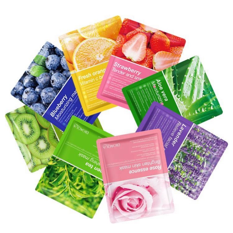Skin Care Mask Free Sample BIOAQUA Sheet Fruit Mascarillas Facial Green Tea Aloe Orange Face Korean Moisturizing Skin Care Mask