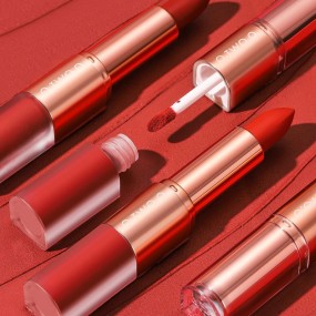 o.o.o高品质12色唇彩防水哑光液体和固体2合1口红套装女士