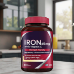 Adult Vegan Iron Tablets Enhanced Absorption Energy Support Psyllium Seed Herbal Supplement Mineral Product