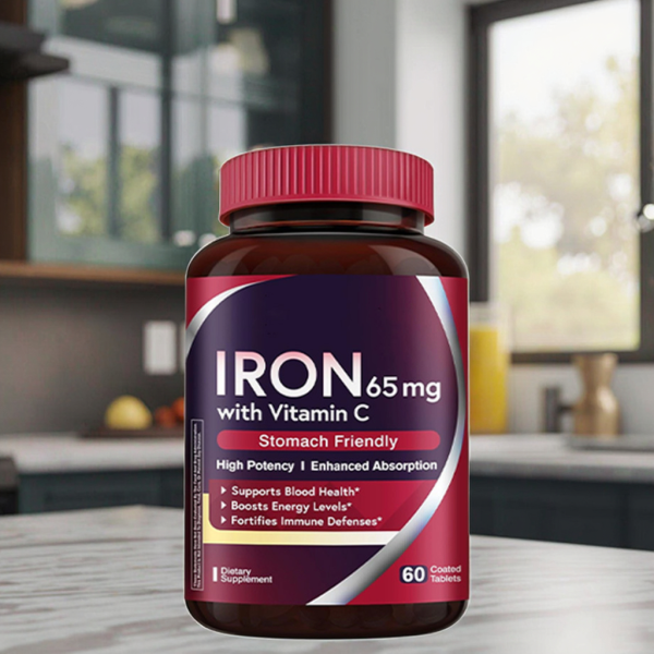 Adult Vegan Iron Tablets Enhanced Absorption Energy Support Psyllium Seed Herbal Supplement Mineral Product