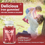 Natural Plant Extract Vegan Iron Gummies with Psyllium Seed Vitamin for Adult Immune Support