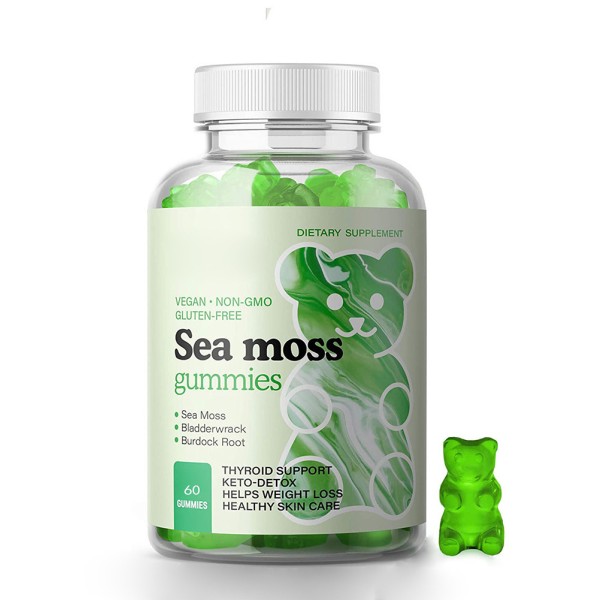 Adult Vegan Organic Seamoss Gummies Immune Support Herbal Supplement Burdock Root Extract and Bladderwrack