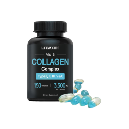 Collagen Peptide Supplement Capsules - Hydrolyzed Marine Multi-Collagen Antioxidant Support and Adult Healthy Lifestyle