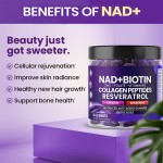 NAD+ Nicotinamide Biotin Resveratrol Collagen Keratin Multivitamin 60 Gummies Adult Nail Gummies