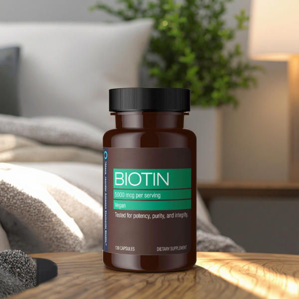 Adult Organic Biotin and Collagen Supplement Capsules Support Faster Hair Growth