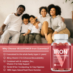 Natural Plant Extract Vegan Iron Gummies with Psyllium Seed Vitamin for Adult Immune Support