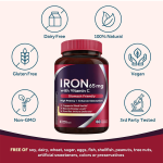 Adult Vegan Iron Tablets Enhanced Absorption Energy Support Psyllium Seed Herbal Supplement Mineral Product