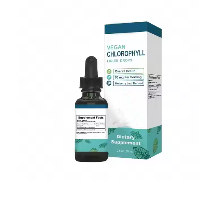 OEM Dietary Fiber Supplement Hot Selling Chlorophyll Liquid Drops 60ml Adult
