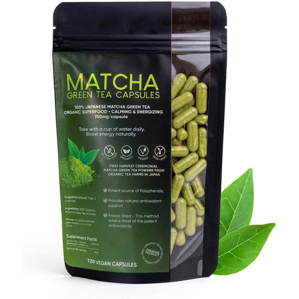 Besica OEM Private Label Organic Matcha Capsules - Natural Energy Boost - 100% Natural Antioxidant - Calm and Relaxation