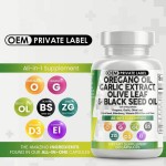 Besica OEM Oregano Oil Capsules with Garlic Extract Olive Leaf Black Seed Oil - Men Women Digestive Health Supplement