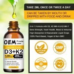 Besica OEM Private Label Organic Vitamin D3 K2 Drops MCT Oil Omega 3 Liquid Vitamin D Supplement for Adults and Children