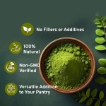 Besica Organic Moringa Powder Green Superfood Supplement with Vitamin A E K Iron Calcium Fiber