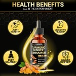 Besica 6-in-1 Liquid Turmeric Curcumin with Ginger Berberine Extract Ceylon Cinnamon Bitter Melon Drops Joint Support