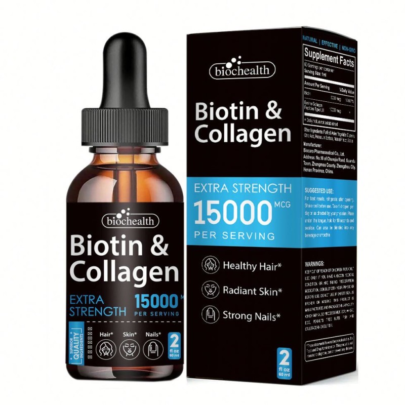 Besica OEM Private Label Collagen Biotin Liquid Hair Growth Supplement Drops Support Hair Health Strong Nails and Glowing Skin