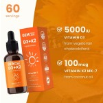 Besica Premium Vitamin D3 K2 Drops Oral Oil Support Bones Vitamin D3K2 Liquid Drops Immune System and Energy Levels