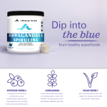 Organic Blueberry Flavor Ashwagandha Spirulina Fruit & Vegetable Powder - A Health & Vitality Dietary Supplement