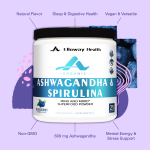 Organic Blueberry Flavor Ashwagandha Spirulina Fruit & Vegetable Powder - A Health & Vitality Dietary Supplement