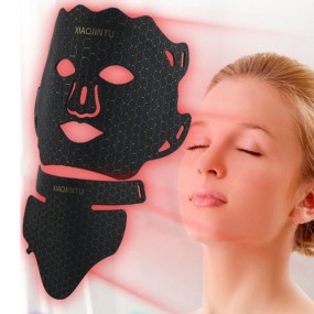 USB Plug Hand-Held Silicone LED Face and Neck Skin Rejuvenation Mask with Red Light Phototherapy