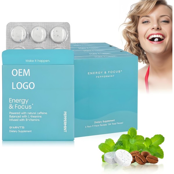 Caffeine Tablets Factory - Hot Selling Peppermint Energy Focus Mood
