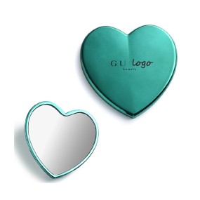 Customized Logo Hot Sale High Quality Heart Shape Metal Makeup Cosmetic Mirror for Beauty