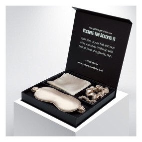 Custom Gift Box Pure Silk Eye Mask Scrunchie and Silk Pillowcase 3 Pieces Satin 100% Mulberry Silk Pillow case Set