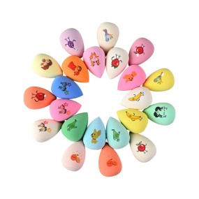 批发可持续定制标识个性化UV可爱印刷自由乳胶软化妆海绵基础美容海绵搅拌机