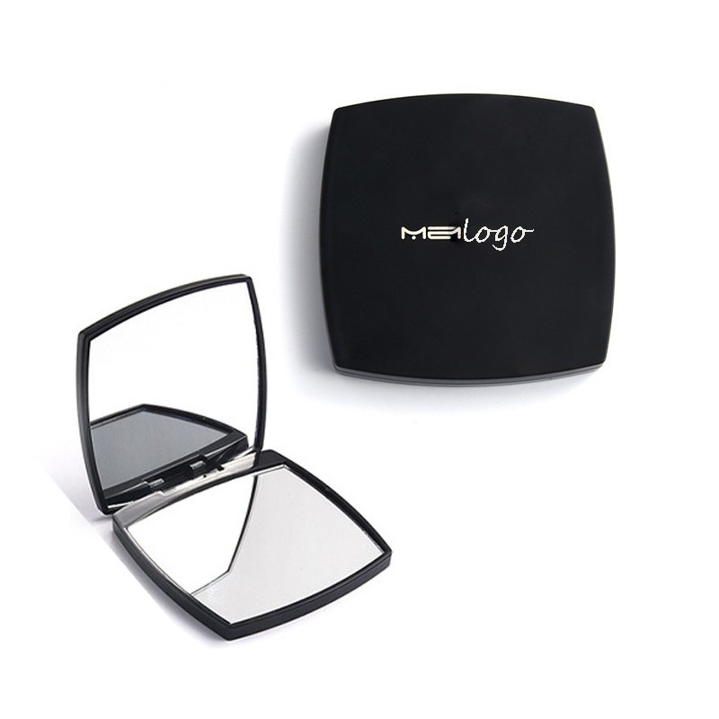 Double-sided Square Shaped Black Gold Metal Pocket Mirror Compact Pocket Mirror Makeup Compact Mirror