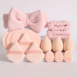 热门销售粉色丝绒化妆泡芙美容工具面部化妆品松散粉扑与定制私人标志