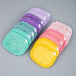 Customization Square Reusable Flannel Microfiber Makeup Remover Pads Facial Exfoliating Cleaning  Cloth for Washing Face