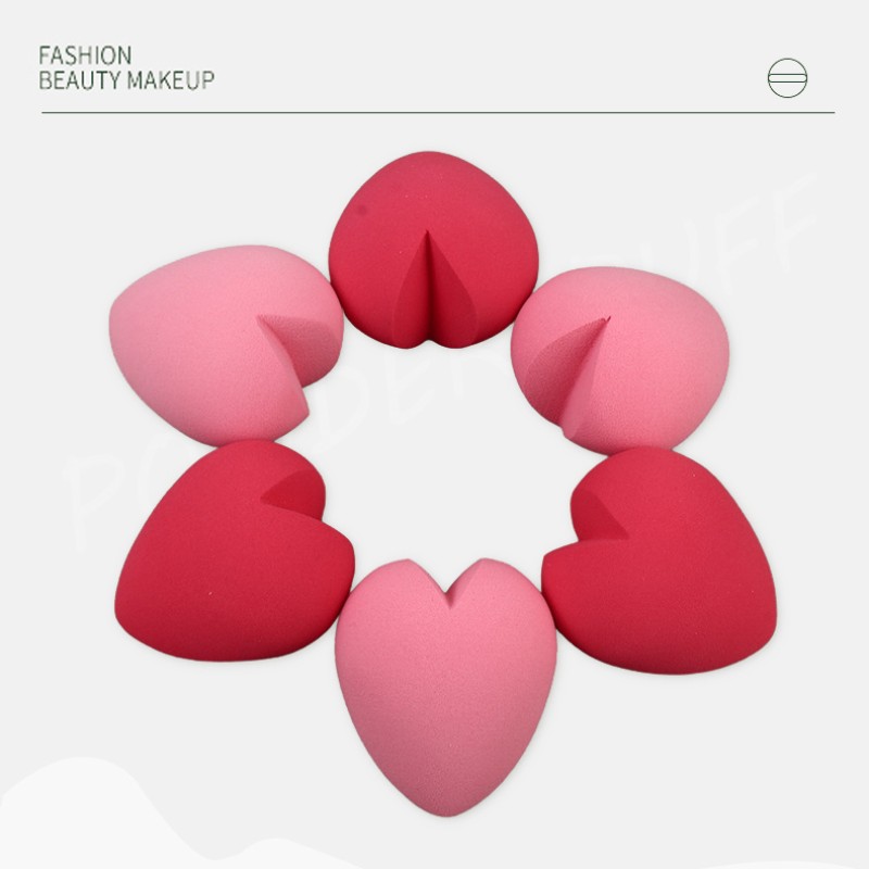 Fashion Valentine's Day Pink Red Heart Shape Facial Beauty Power Puff Cosmetic Makeup Blender Sponges