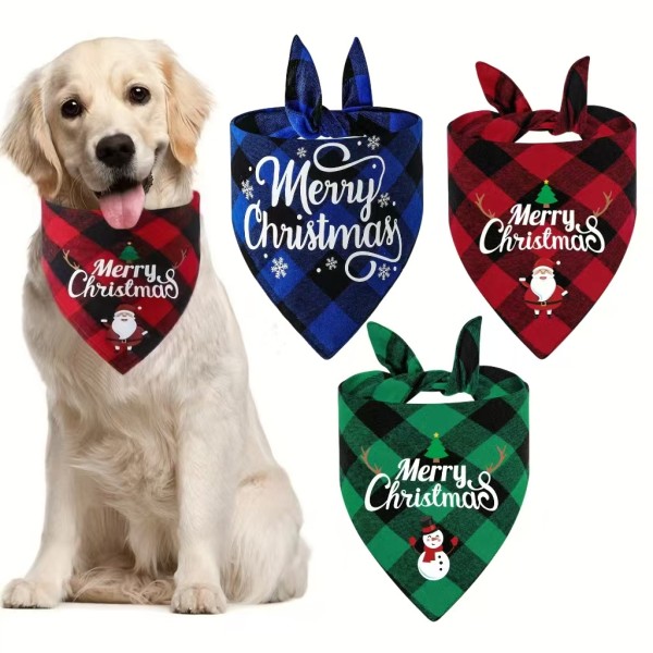 Pet Bandana Manufacturer - Plaid Triangle Bib Christmas