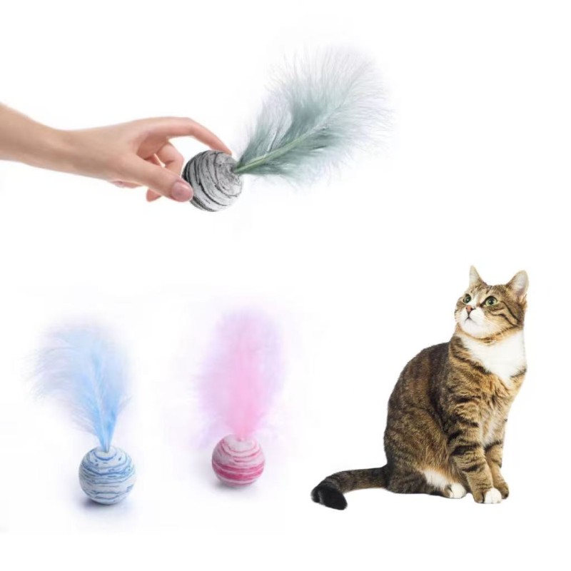 Cat Toys Supplier - Feathery Wobble Balls EVA Foam
