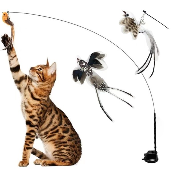 Bird Simulation Cat Toy Factory - Feathers Wand Suction Base