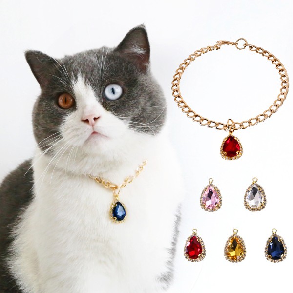 Pet Necklace Supplier - Gemstone Heart Shape Bling