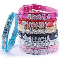 Cat Collar Supplier - PU Material Bling Crystal Buckle