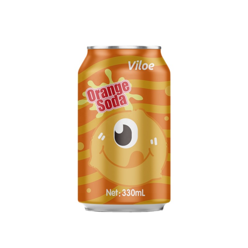 Viloe Fruity Orange Soda 330mL Carbonated Beverage Cool Refreshing Soft Drinks with Sparkling Water Flavored with Fresh Oranges